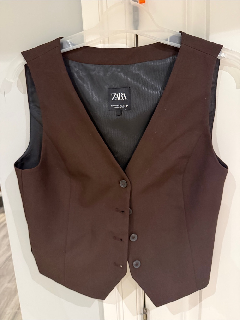 ZARA Brown Sleeveless Tailored Vest
